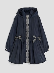 River Island Blue Girls Peplum Rain Mac Coat - Image 1 of 4