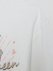 River Island White Girls Bubble Queen Crop White T-Shirt - Image 4 of 4