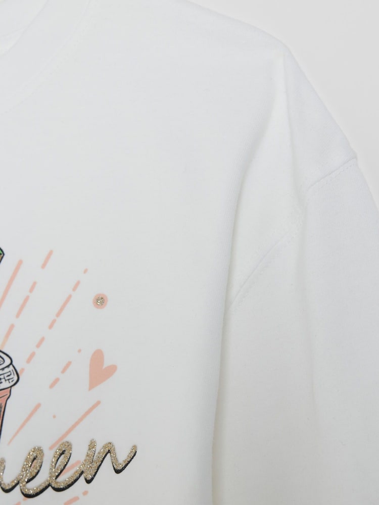 River Island White Girls Bubble Queen Crop White T-Shirt - Image 4 of 4