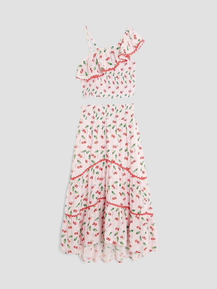River Island Pink Girls Cherry Maxi Skirt Set - Image 1 of 4 River Island Pink Girls Cherry Maxi Skirt Set - Image 1 of 4