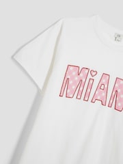River Island White Gingham Wordie T-Shirt - Image 3 of 4