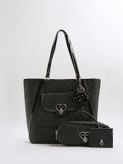 River Island Black Girls Heart Lock Shopper Bundle Bag - Image 1 of 5