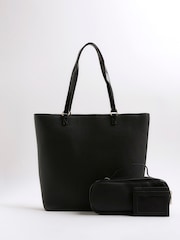 River Island Black Girls Heart Lock Shopper Bundle Bag - Image 2 of 5