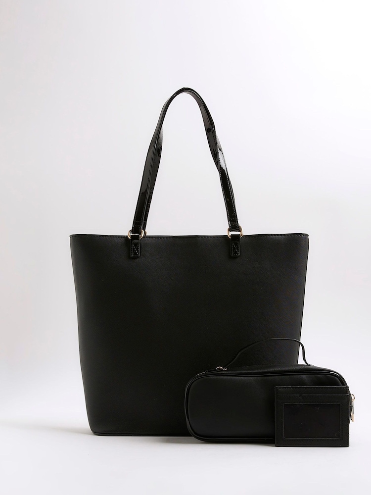 River Island Black Girls Heart Lock Shopper Bundle Bag - Image 2 of 5