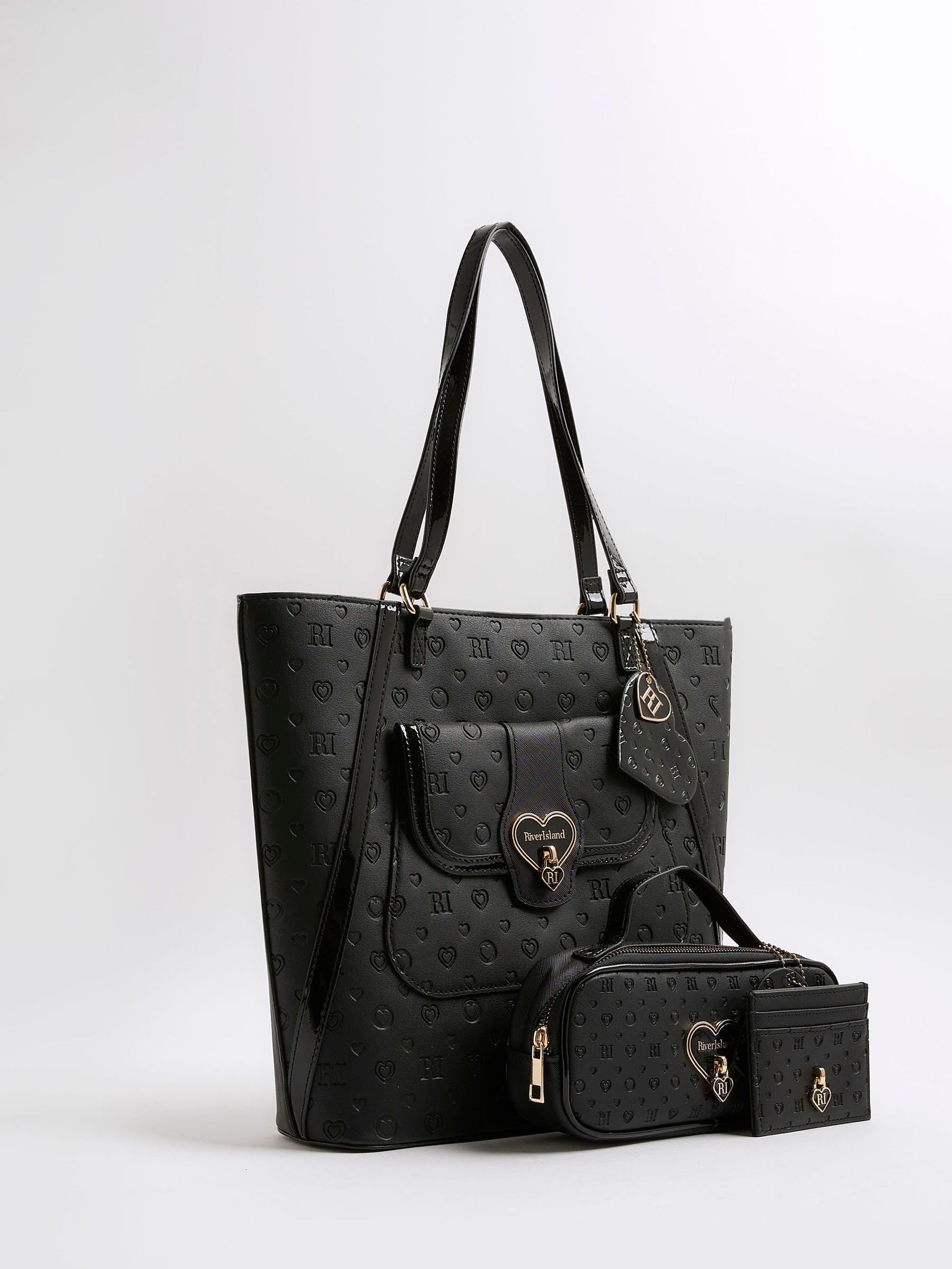 Buy River Island Black Heart Lock Shopper Bundle Bag from Next Canada