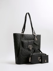 River Island Black Girls Heart Lock Shopper Bundle Bag - Image 3 of 5