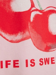 River Island Pink Girls Cherry Frill T-Shirt - Image 3 of 4