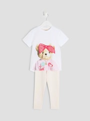 River Island Pink Girls Bandana Bear T-Shirt Set - Image 3 of 5