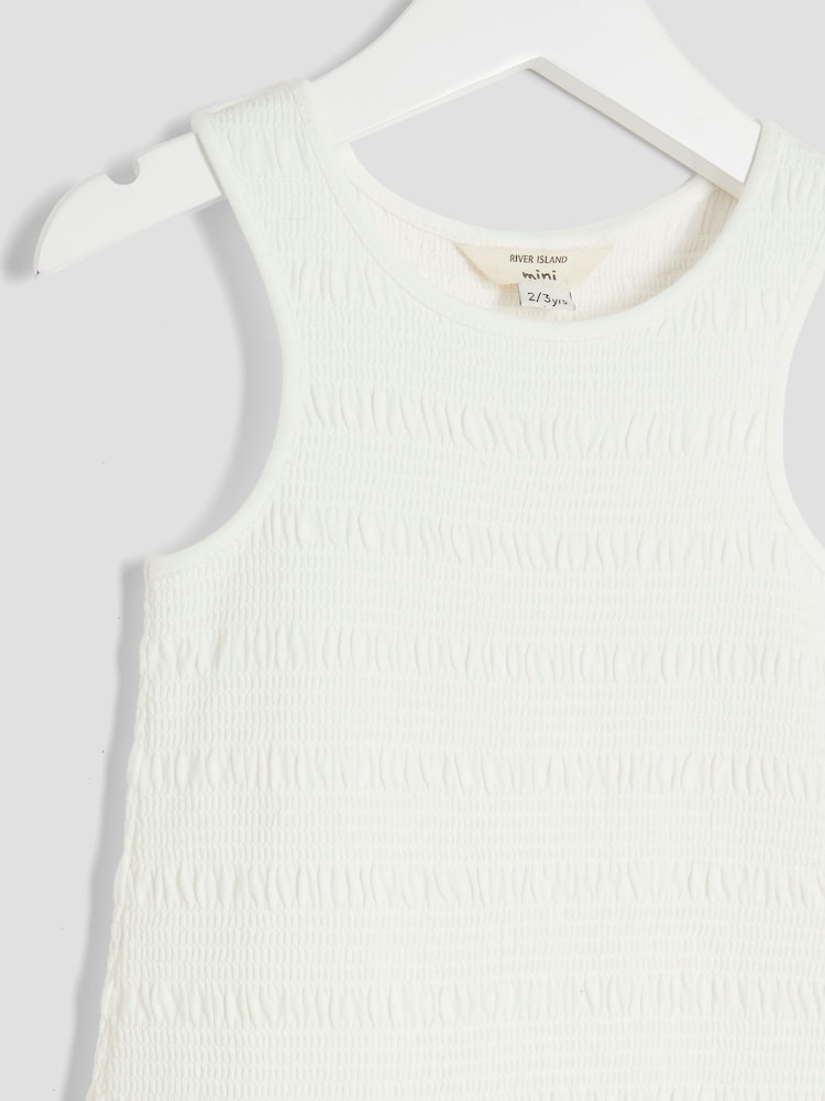 River Island White Girls Shirred Rara 100% Cotton Dress - Image 3 of 3 River Island White Girls Shirred Rara 100% Cotton Dress - Image 3 of 3