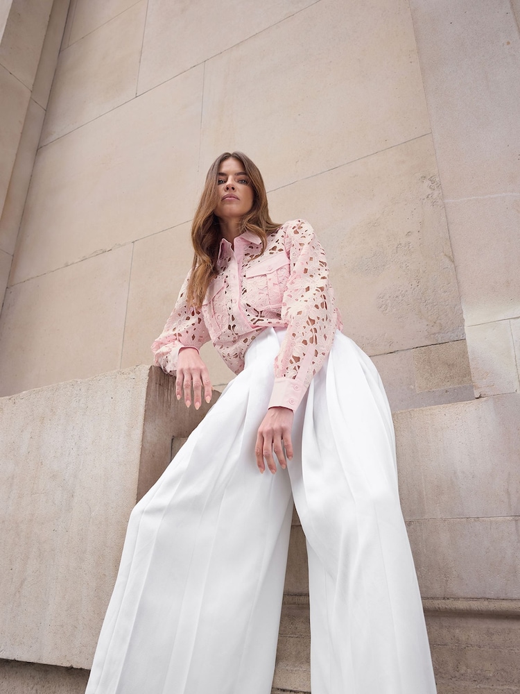 Star by Julien MacDonald Pink Button Through Lace Blouse - Image 1 of 6