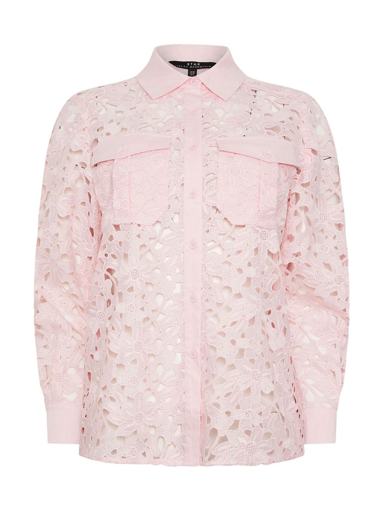 Star by Julien MacDonald Pink Button Through Lace Blouse - Image 6 of 6