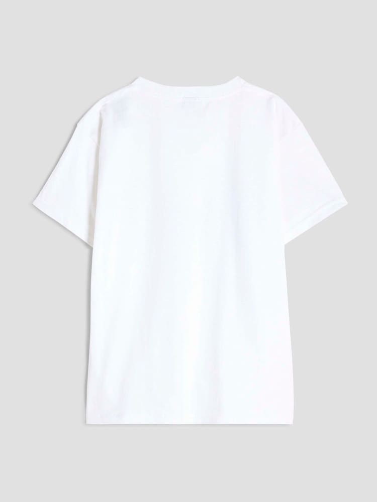 River Island Girls Gingham Bow White T-Shirt - صورة 2 من 4