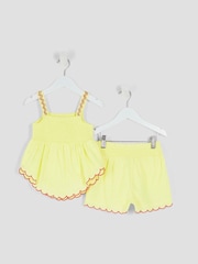 River Island Yellow Girls Fruit Hanky Hem 100% Cotton Top and Shorts Set - Image 2 of 5