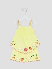 River Island Yellow Girls Fruit Hanky Hem 100% Cotton Top and Shorts Set - Image 3 of 5