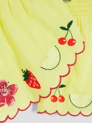 River Island Yellow Girls Fruit Hanky Hem 100% Cotton Top and Shorts Set - Image 5 of 5