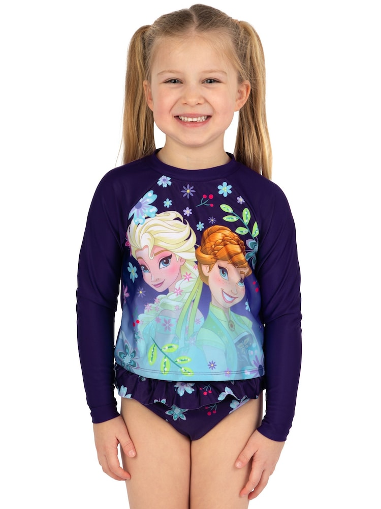 Character Blue Disney Frozen Elsa And Anna Long Sleeve Swimsuit - Image 2 of 10