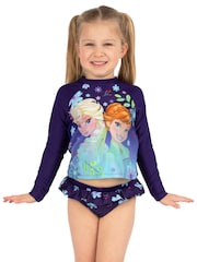 Character Blue Disney Frozen Elsa And Anna Long Sleeve Swimsuit - Image 3 of 10