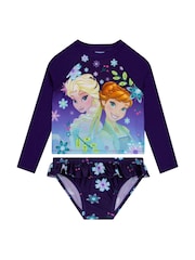 Character Blue Disney Frozen Elsa And Anna Long Sleeve Swimsuit - Image 5 of 10