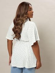 Yours Curve White Wrap Front Blouse - Image 4 of 6