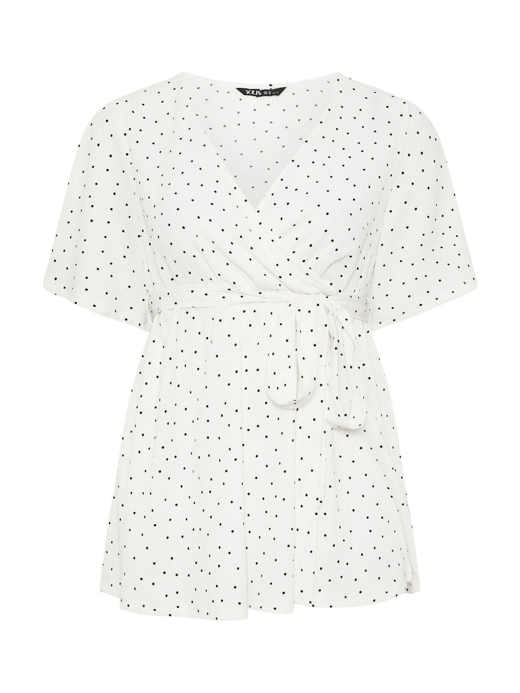 Yours Curve White Wrap Front Blouse - Image 6 of 6