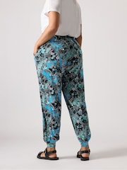 Yours Curve Black Paisley Print Harem Trousers - Image 2 of 5