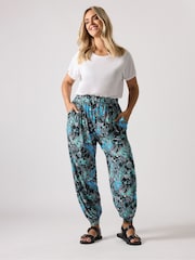 Yours Curve Black Paisley Print Harem Trousers - Image 3 of 5
