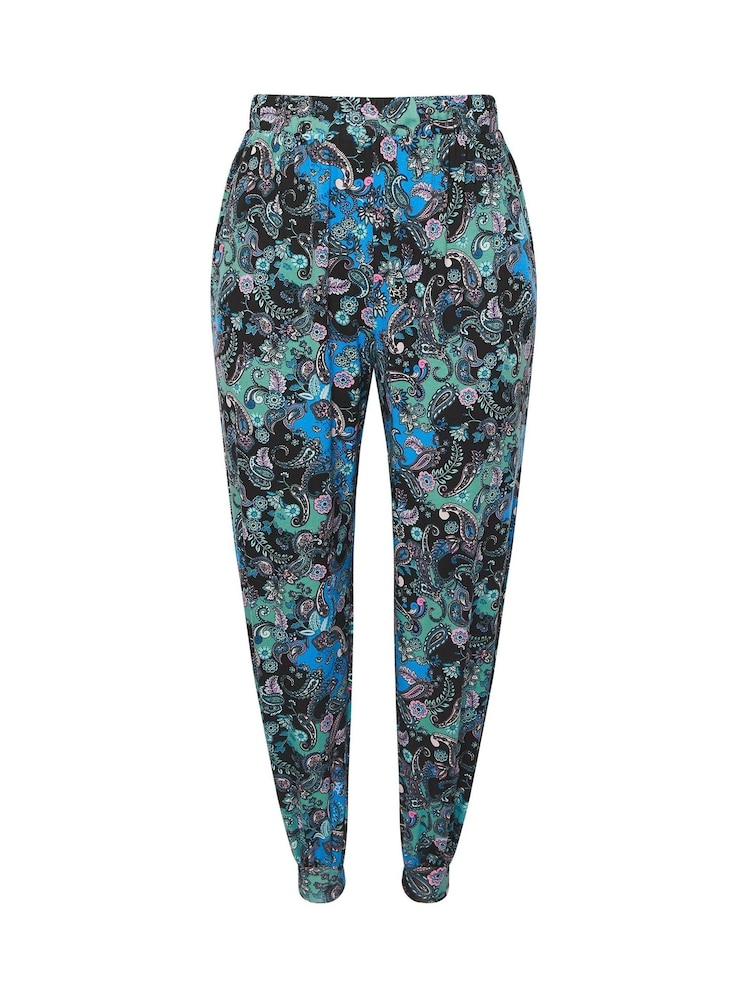 Yours Curve Black Paisley Print Harem Trousers - Image 5 of 5