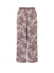 Yours Curve Brown/ Red Shirred Waist Wide Leg Trousers - Image 5 of 5