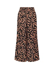 Yours Curve Black Shirred Waist Wide Leg Trousers - Image 1 of 1