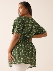 Yours Curve Green Flutter Sleeve Blouse - Image 3 of 5
