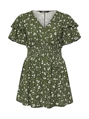 Yours Curve Green Flutter Sleeve Blouse - Image 5 of 5