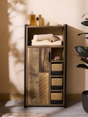 Brown Bronx Woven Basket Console Storage Cabinet - Image 1 of 11