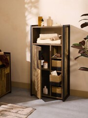Brown Bronx Woven Basket Console Storage Cabinet - Image 2 of 11