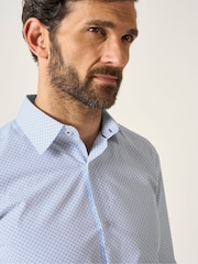 Skopes Blue Tailored Fit Geo Print Luxury 100% Cotton Formal  Shirt - Image 3 of 6