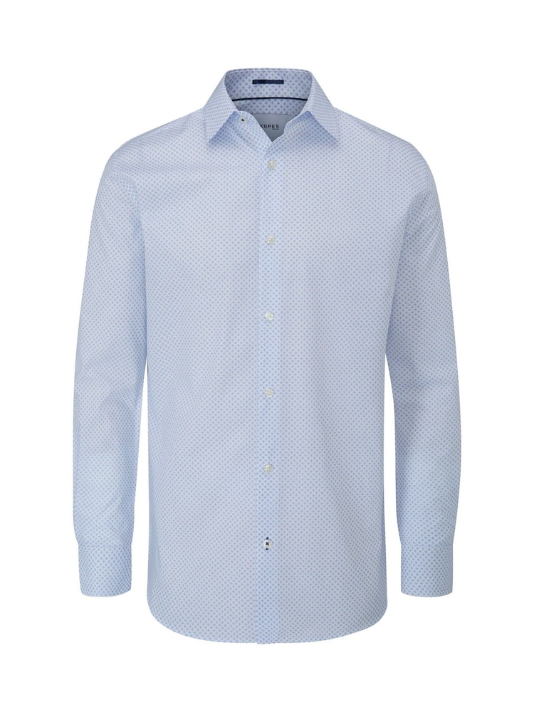 Skopes Blue Tailored Fit Geo Print Luxury 100% Cotton Formal  Shirt - Image 5 of 6