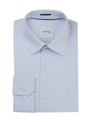 Skopes Blue Tailored Fit Geo Print Luxury 100% Cotton Formal  Shirt - Image 6 of 6
