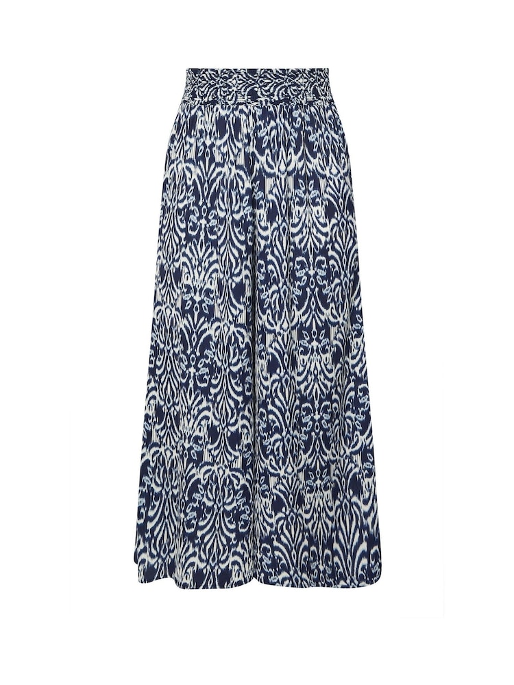 Yours Curve Blue Shirred Waist Wide Leg Trousers - Image 6 of 6 Yours Curve Blue Shirred Waist Wide Leg Trousers - Image 6 of 6