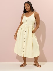 Yours Curve Yellow Linen Sundress - Image 1 of 5