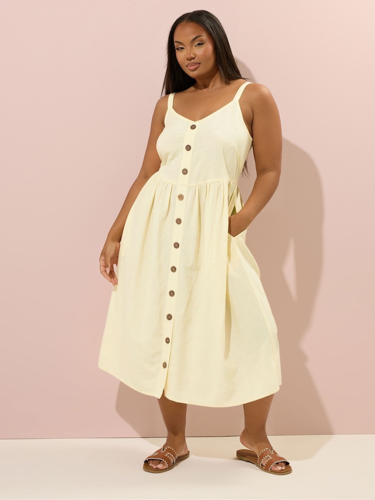 Yours Curve Yellow Linen Sundress - Image 1 of 5