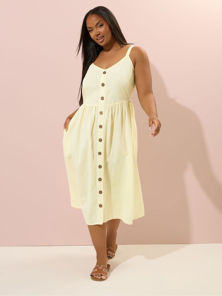 Yours Curve Yellow Linen Sundress - Image 2 of 5