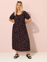 Yours Curve Black Short Sleeve Boho Dress - Image 2 of 5