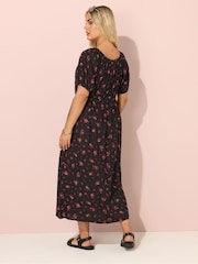 Yours Curve Black Short Sleeve Boho Dress - Image 3 of 5