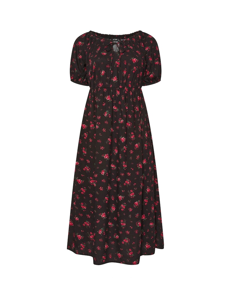 Yours Curve Black Short Sleeve Boho Dress - Image 5 of 5