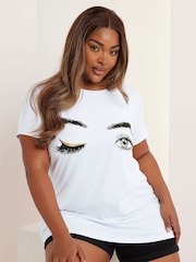 Yours Curve Off White Printed T-Shirt - Image 1 of 6