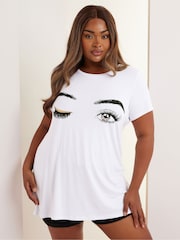 Yours Curve Off White Printed T-Shirt - Image 2 of 6