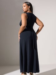 Yours Curve Blue London Knot Front Maxi Dress - Image 2 of 5