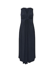 Yours Curve Blue London Knot Front Maxi Dress - Image 4 of 5