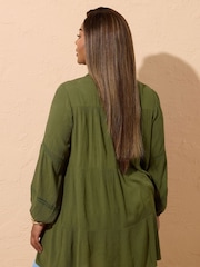 Yours Curve Green Crochet Boho Shirt - Image 4 of 6