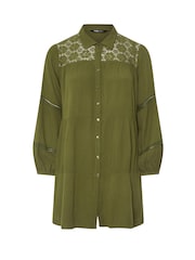 Yours Curve Green Crochet Boho Shirt - Image 6 of 6