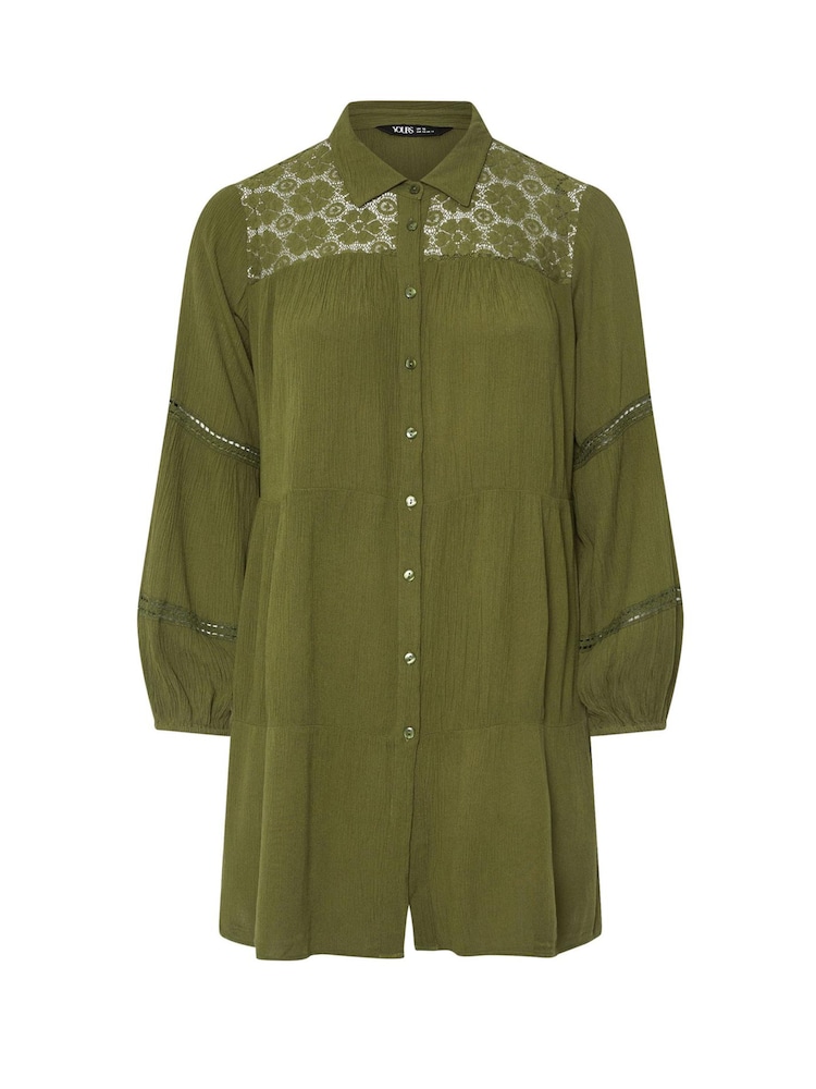 Yours Curve Green Crochet Boho Shirt - Image 6 of 6